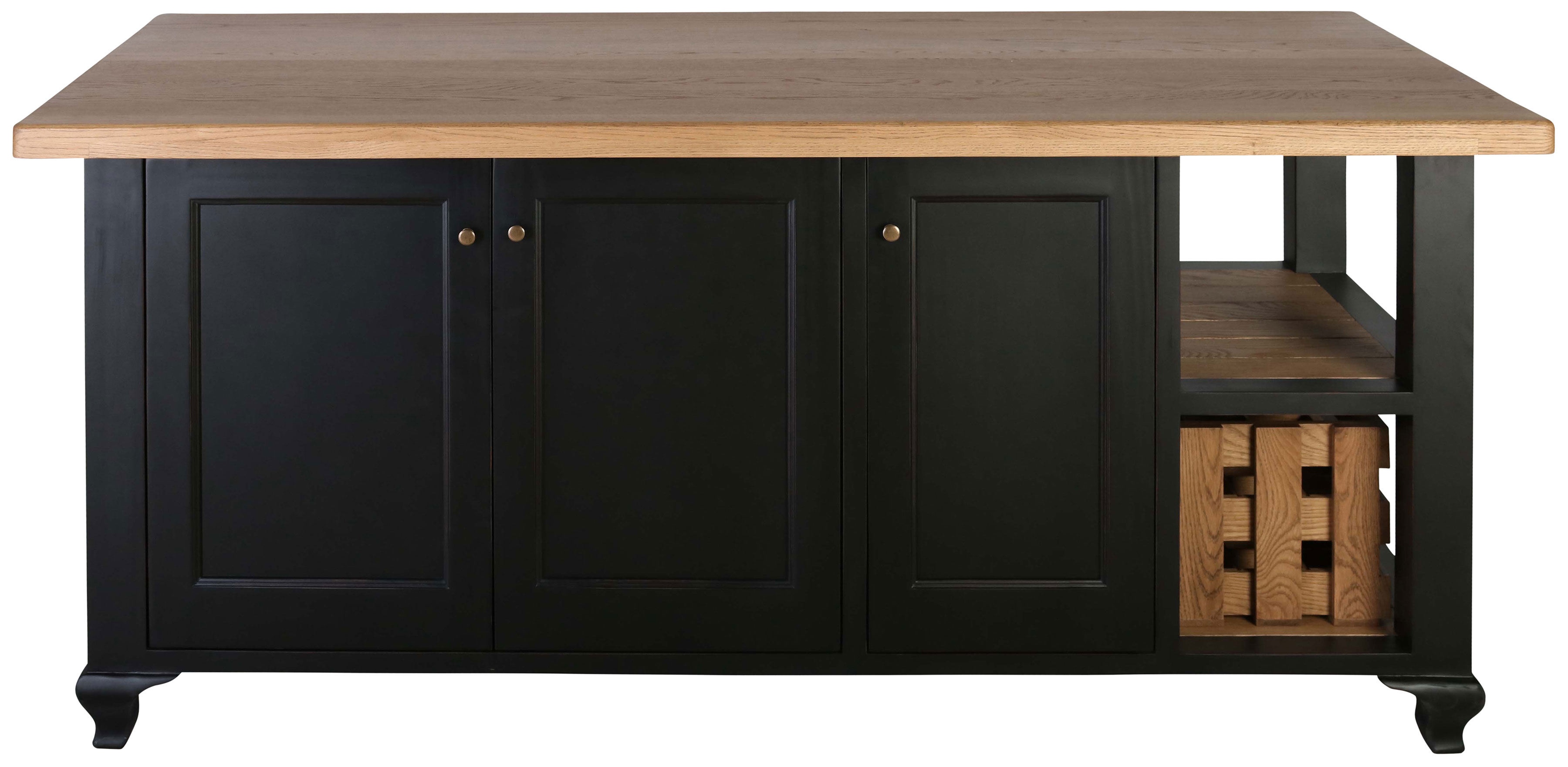  Block & Chisel Kitchen Island in Matt Black Lacquer and Weathered Oak 