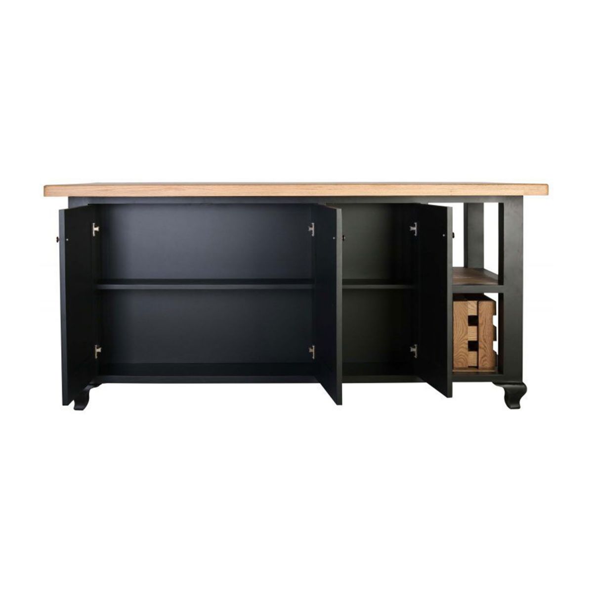 Toulouse kitchen island in black and antique weathered oak 
