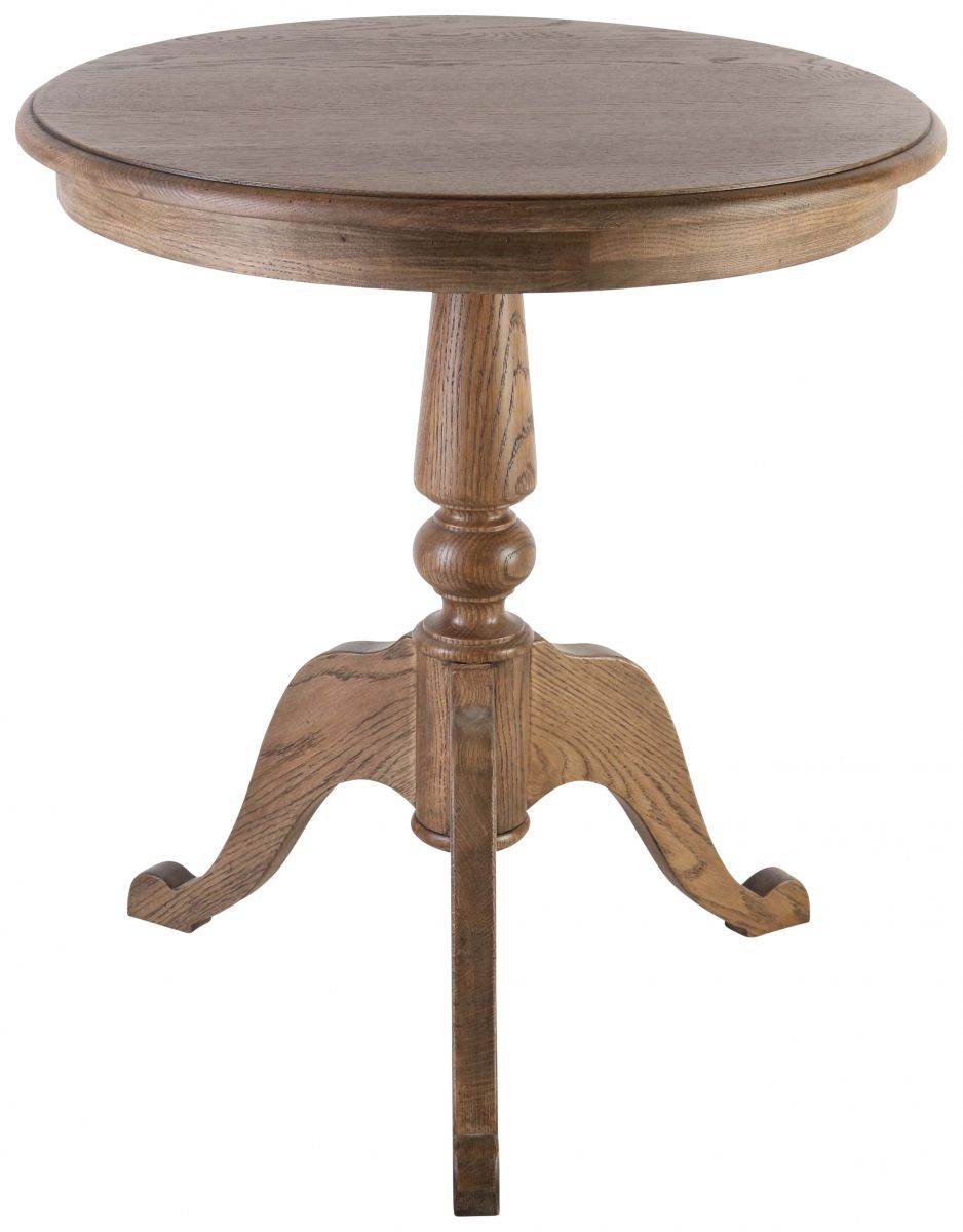 Block & Chisel round lamp table in solid antique weathered oak