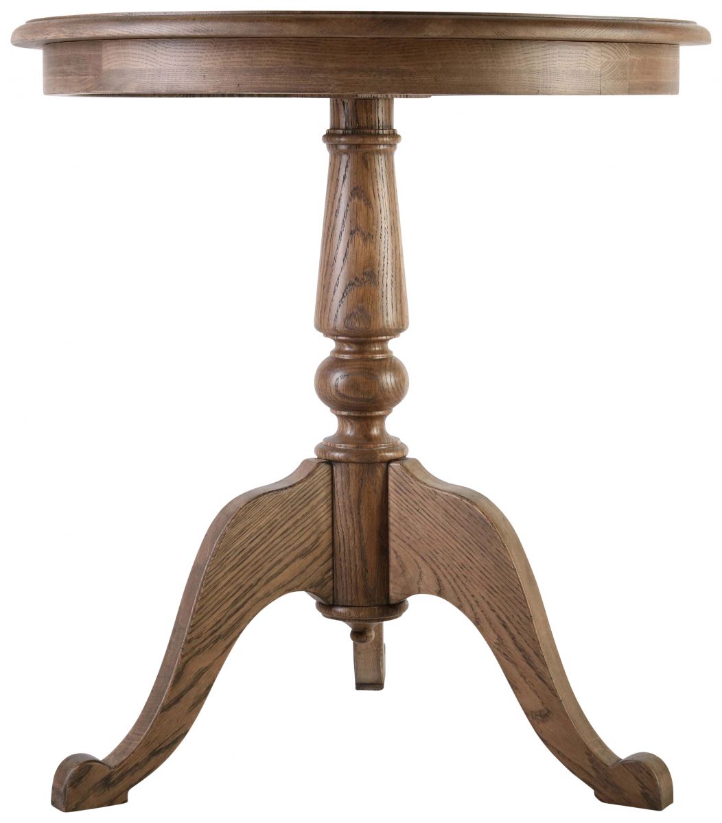 Block & Chisel round lamp table in solid antique weathered oak