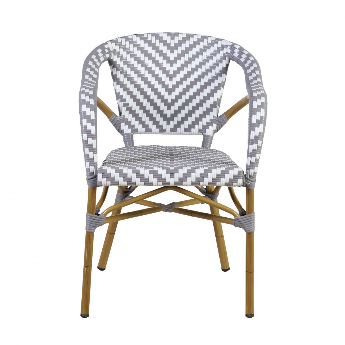 Grey and white synthetic arm chair