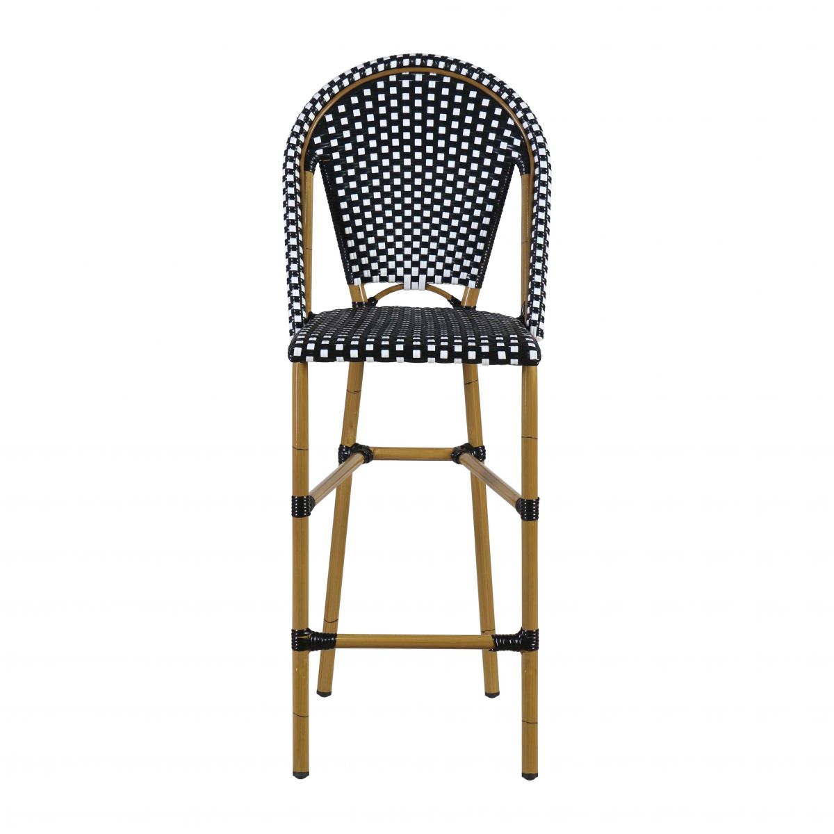 black and white synthetic barstool