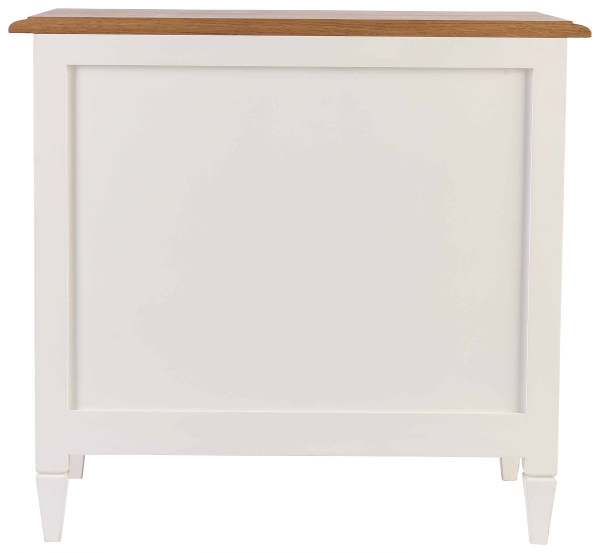 FPS 3 drawer bedside pedestal in antique white and weathered oak finish.