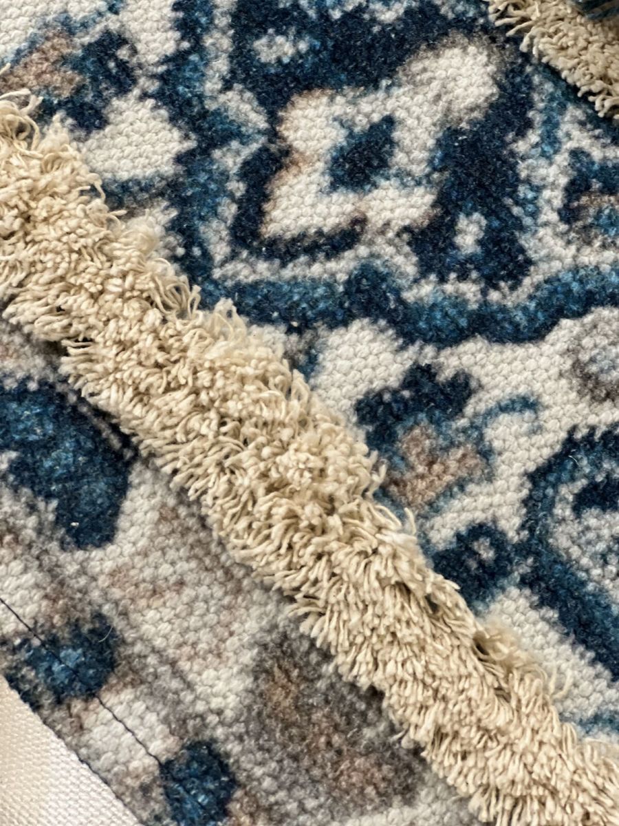 Blue tufted dhurrie rug Naksha Collection 