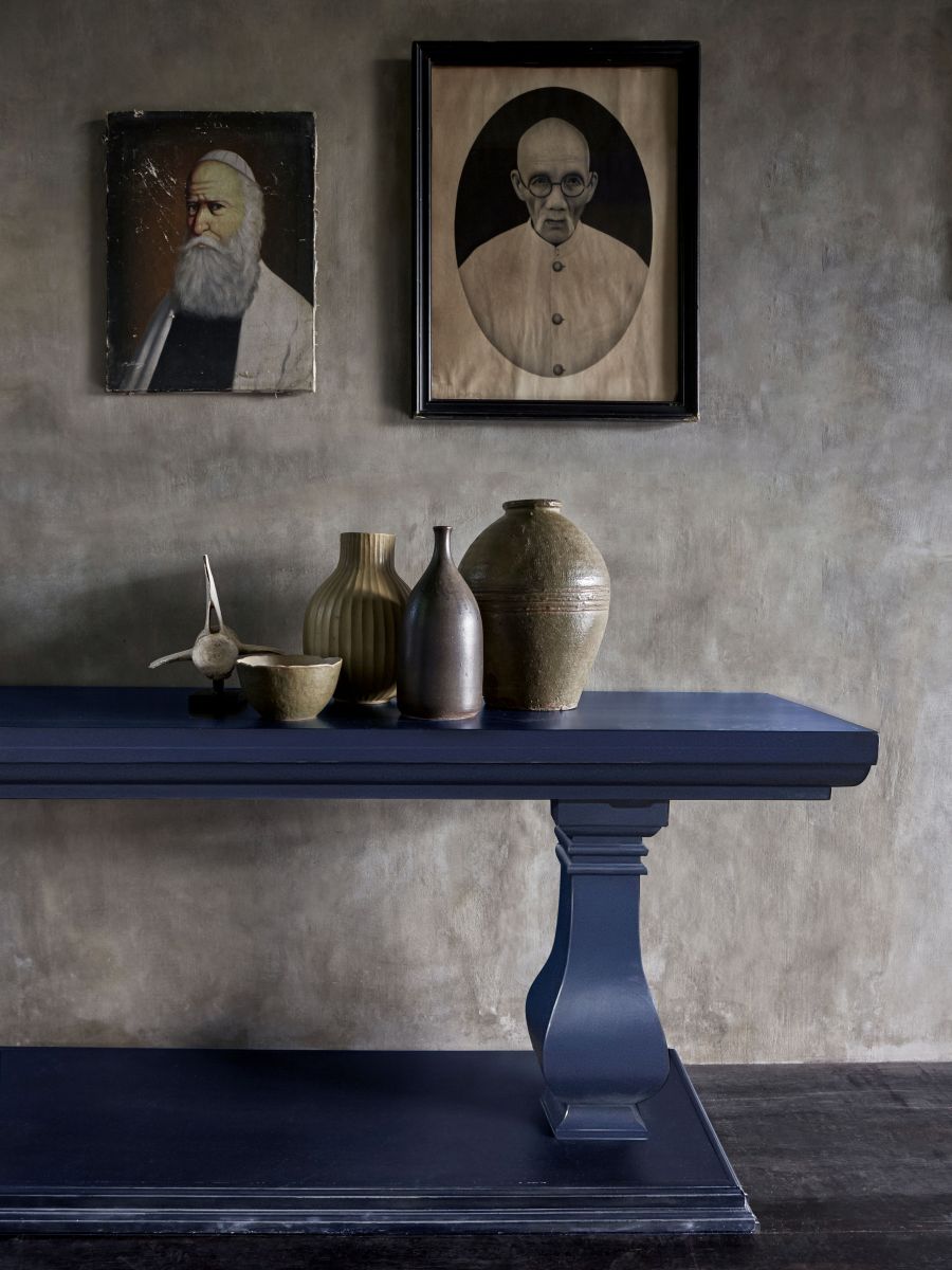Blue painted console table Bramble collection 