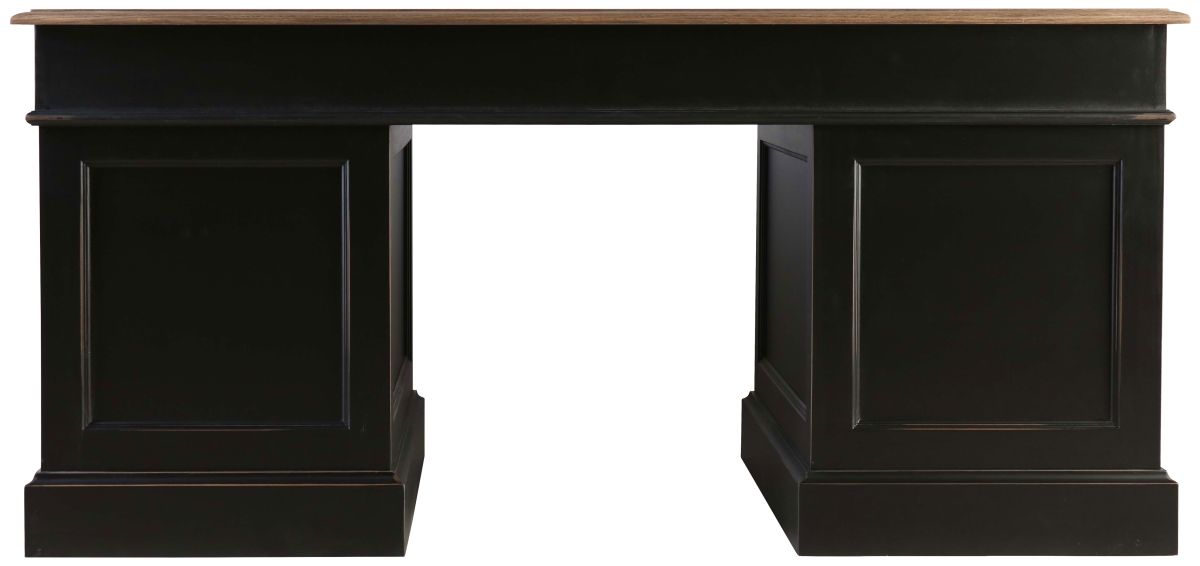 Block & Chisel antique weathered oak pedestal desk with matt black finish