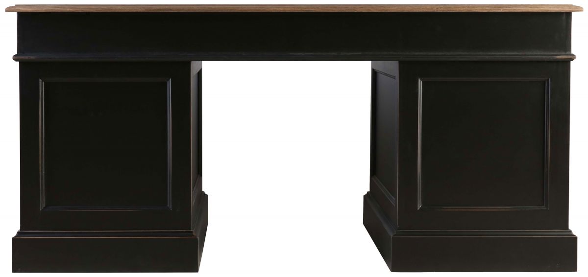 Block & Chisel antique weathered oak pedestal desk with matt black finish