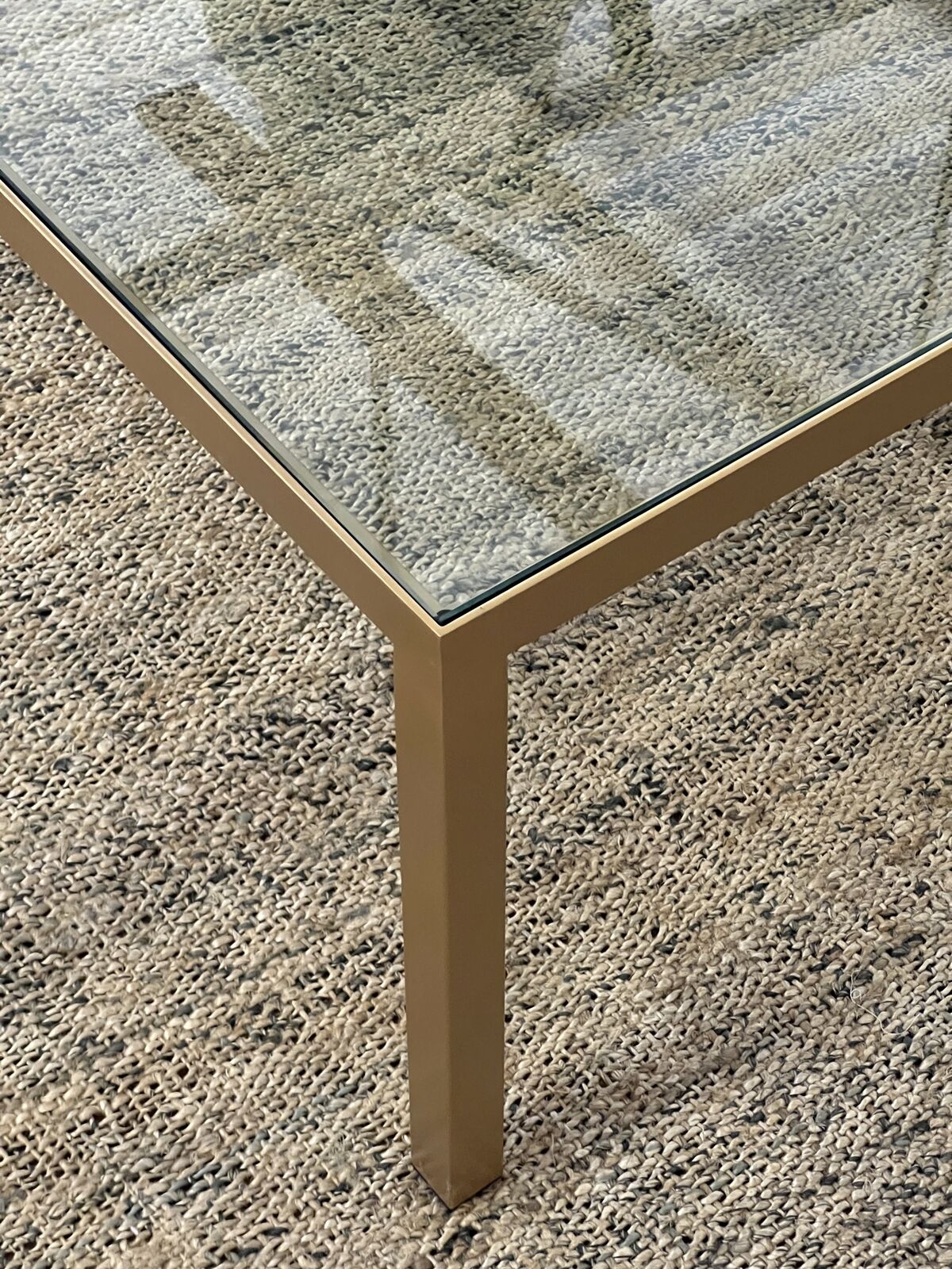 Sibley coffee table metal frame with glass top