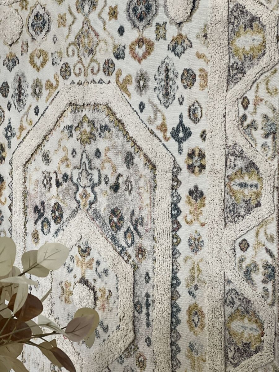 Cream tufted dhurrie rug naksha Range