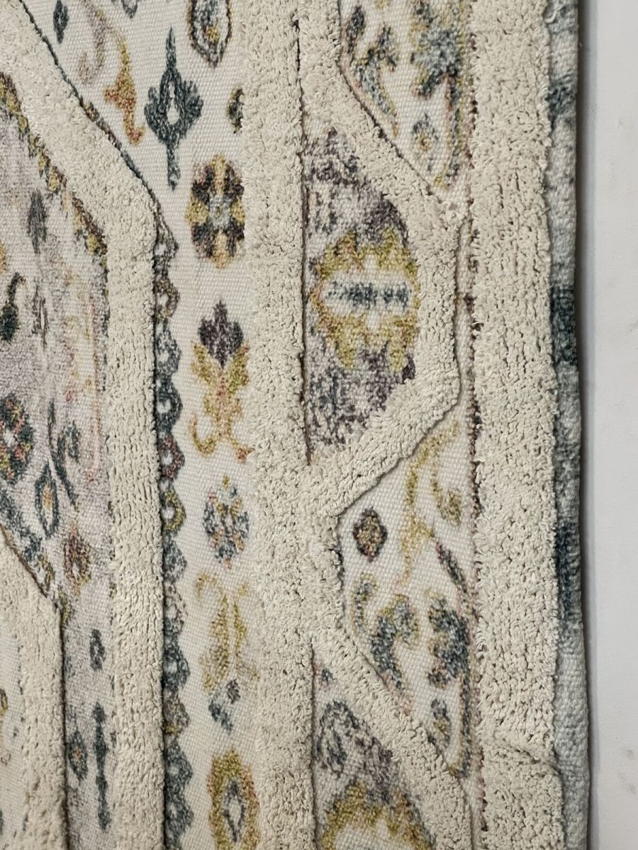 Cream tufted dhurrie rug naksha Range