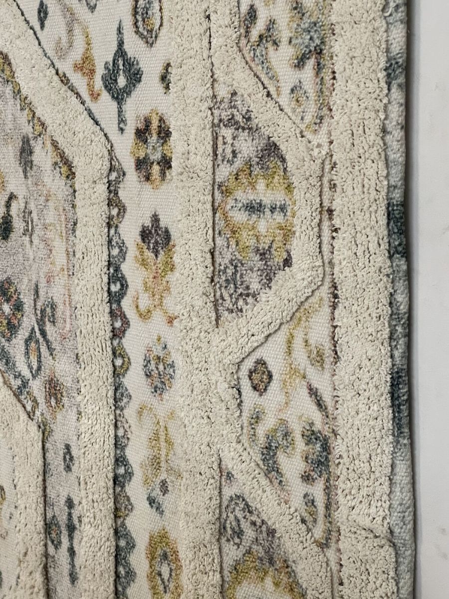 Cream tufted dhurrie rug naksha Range