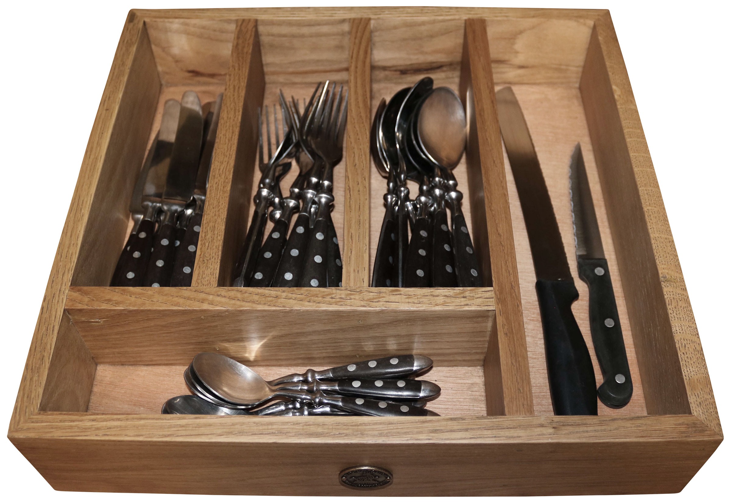 Block & Chisel solid weathered oak cutlery tray