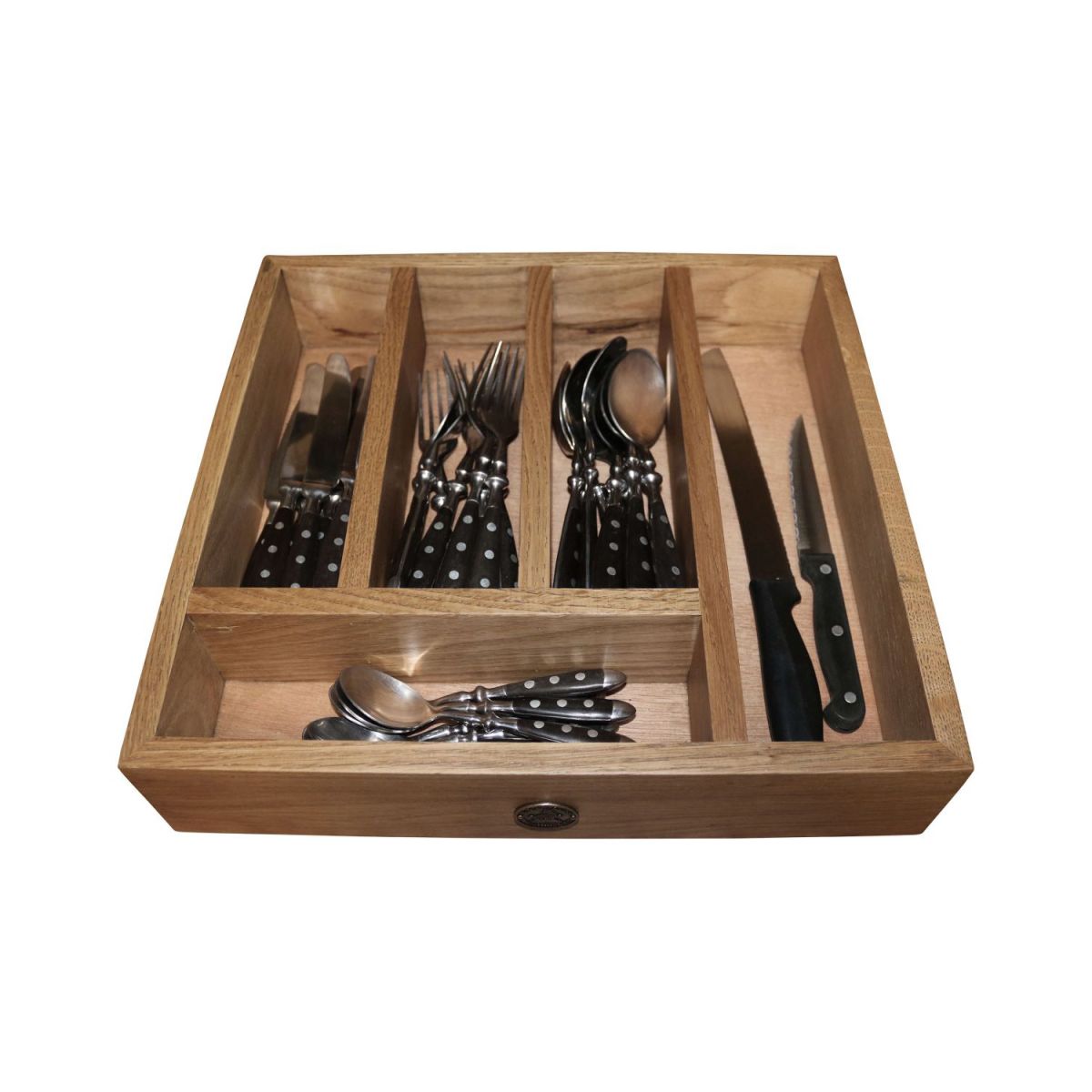 Block & Chisel solid weathered oak cutlery tray