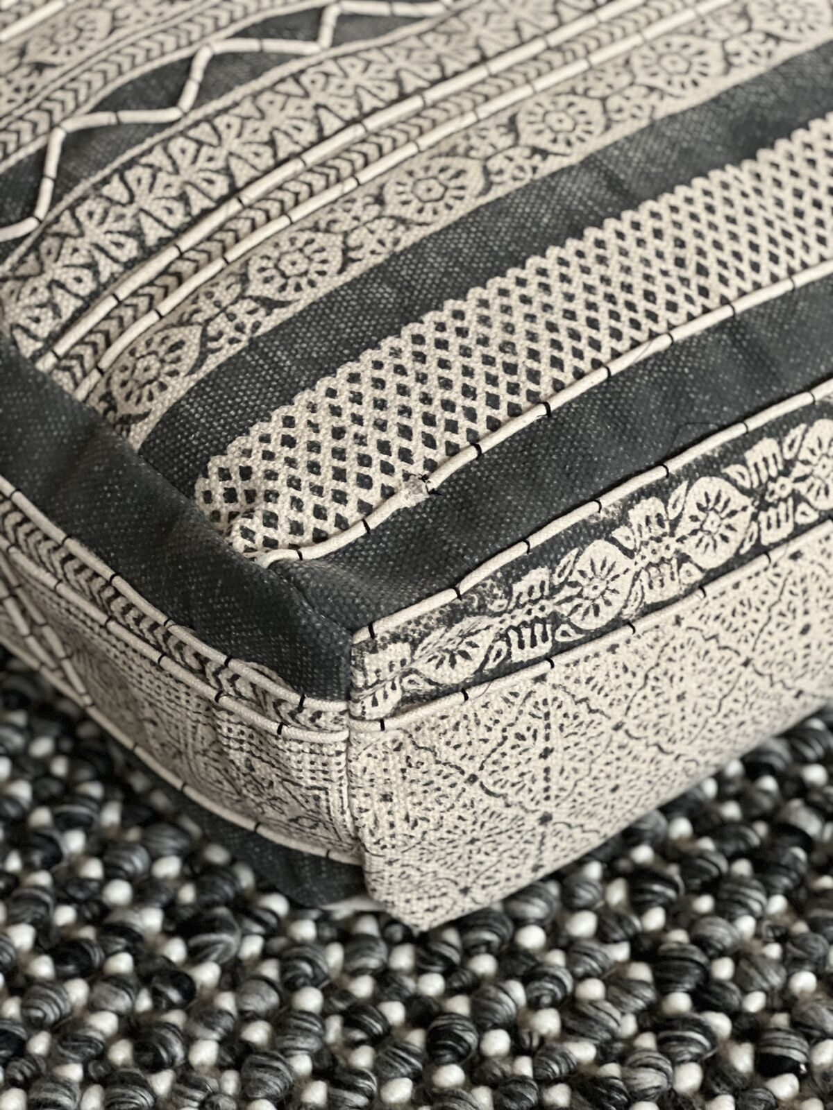 black and white square ottoman naksha collection 