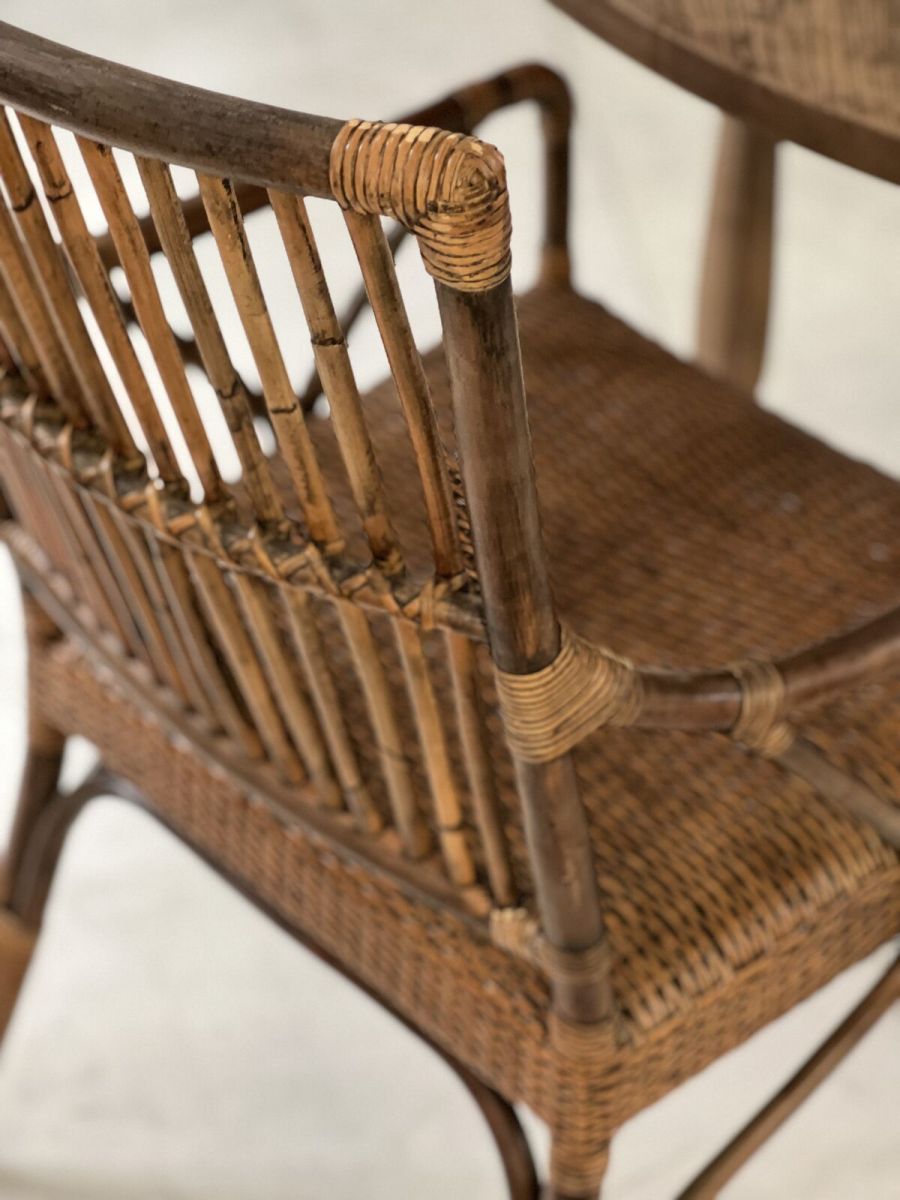 Block and chisel cane armchair 
