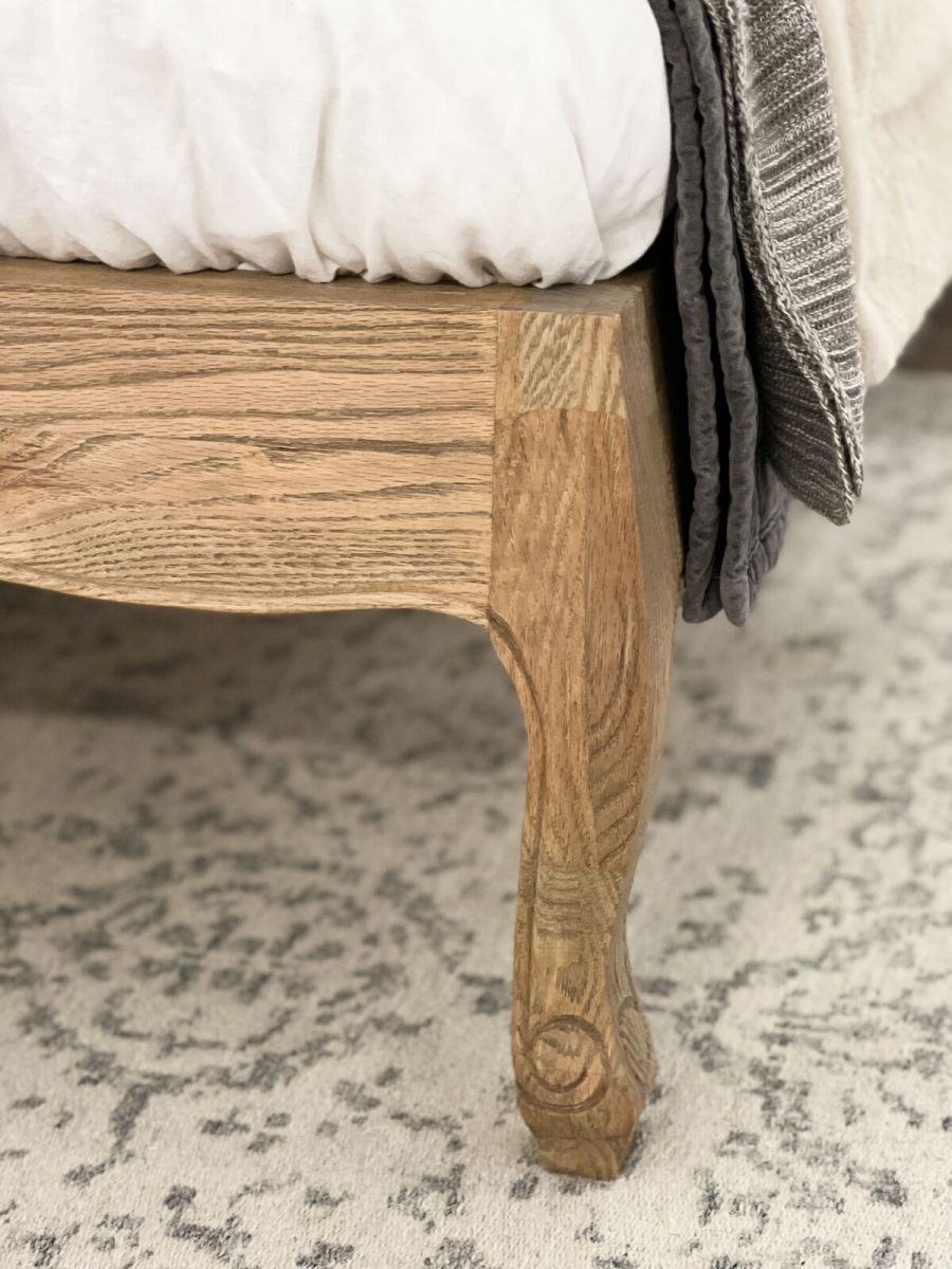 French style bed upholstered in linen King and queen