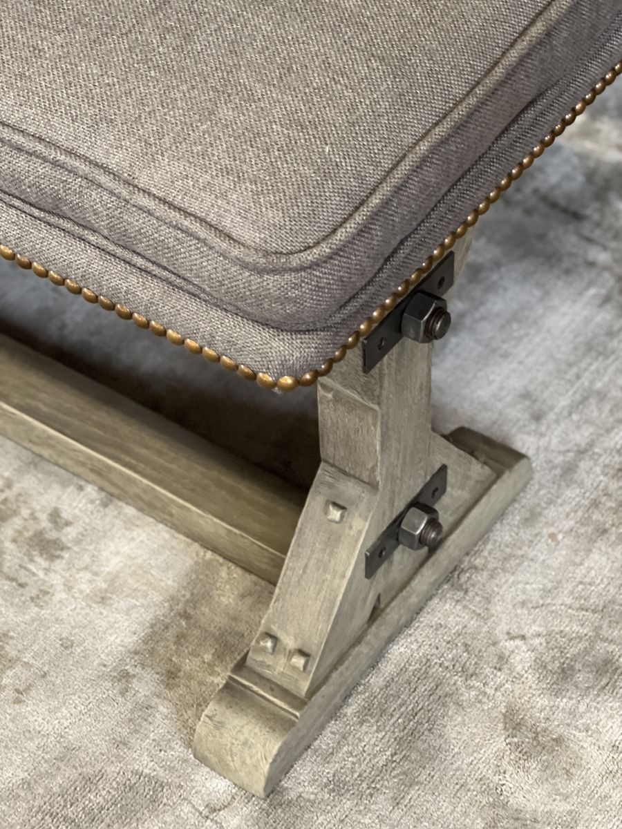 wooden bench with upholstered seat