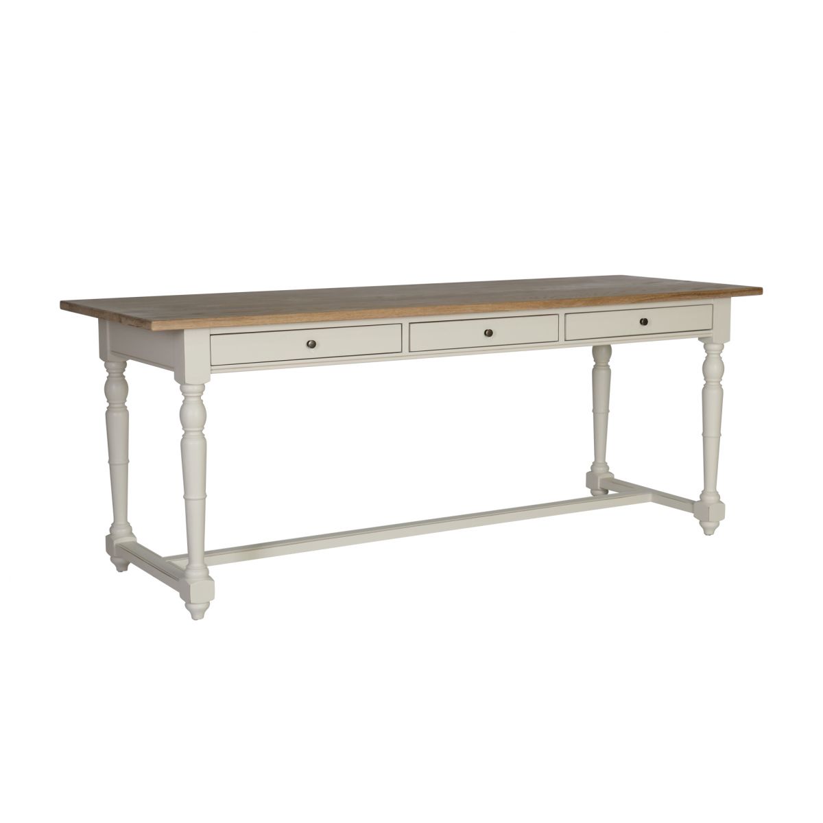 white long writing table or desk with 3 drawers and wooden top in english country style, made in south africa