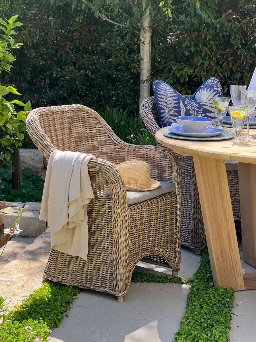 Block & Chisel rattan outdoor dining armchair