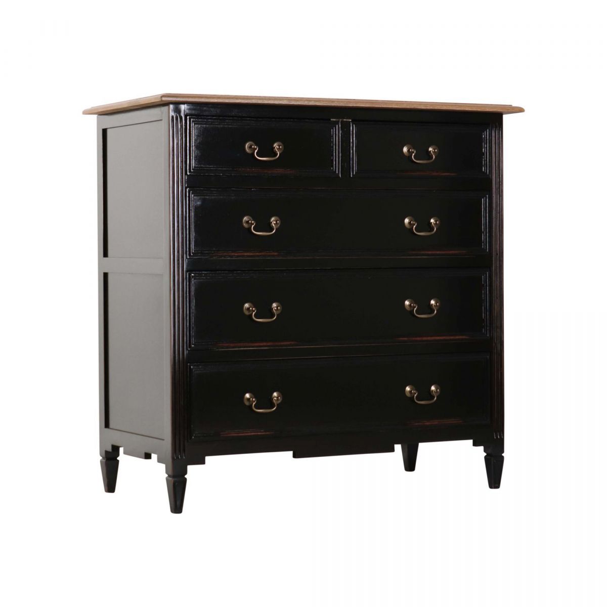 Block & Chisel weathered oak 5 drawer chest with black base