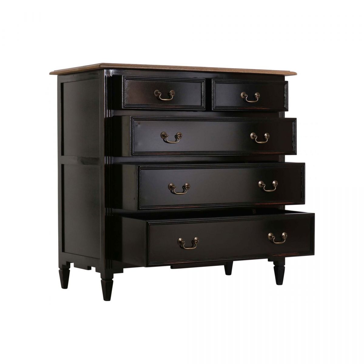 Block & Chisel weathered oak 5 drawer chest with black base