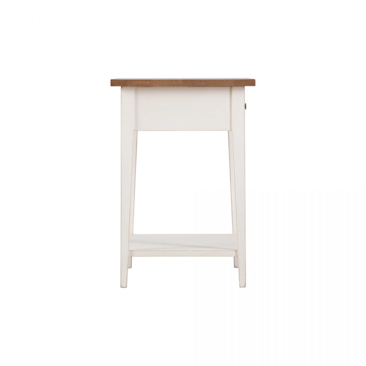 Block & Chisel weathered oak pedestal with an antique white base