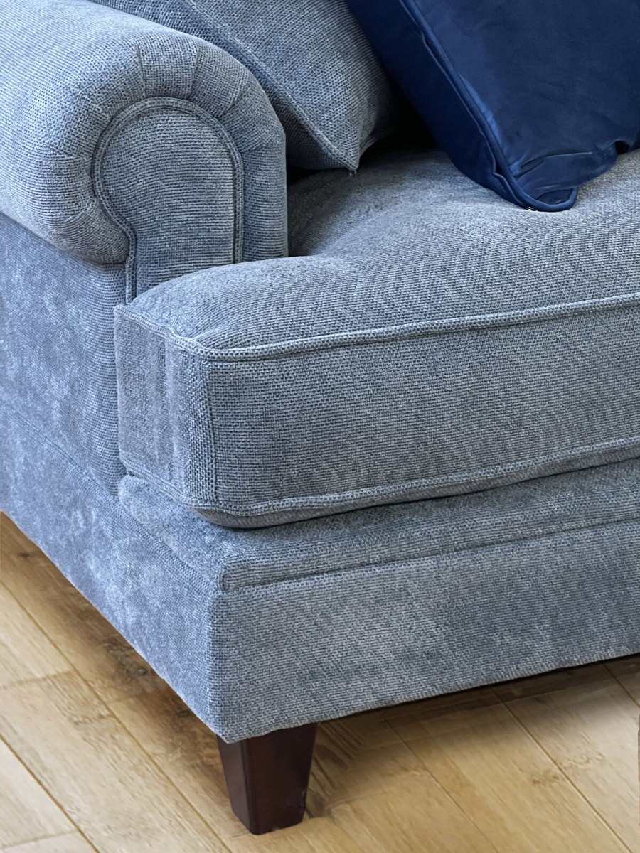 Blue upholstered sofa 