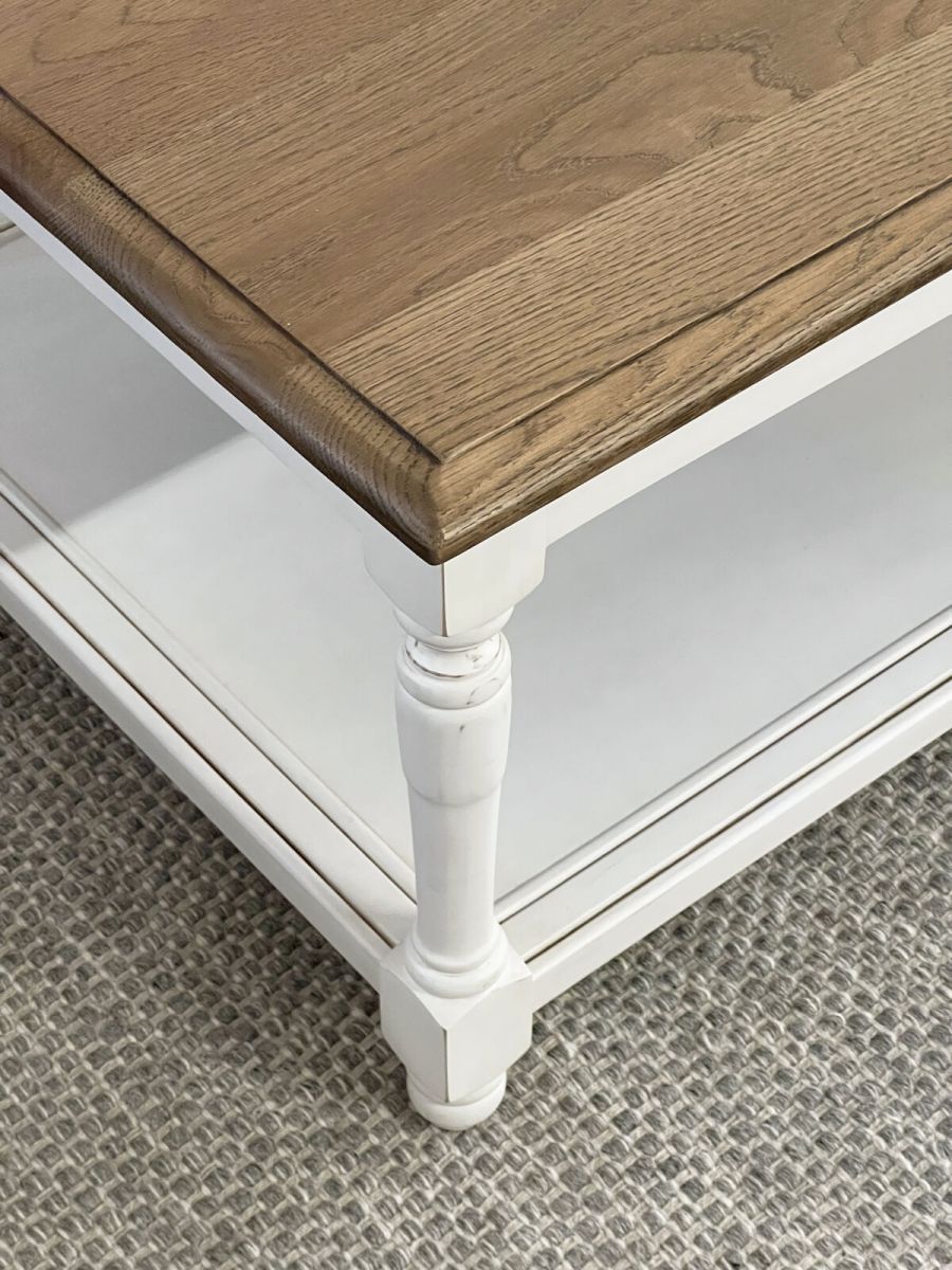 Block & Chisel two-tone weathered oak coffee table