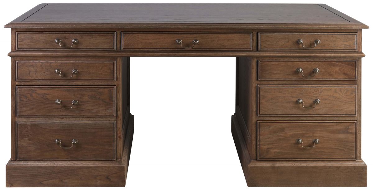 Block & Chisel solid weathered antique oak pedestal desk