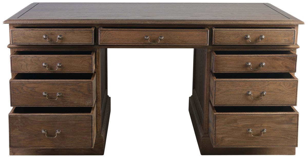 Block & Chisel solid weathered antique oak pedestal desk