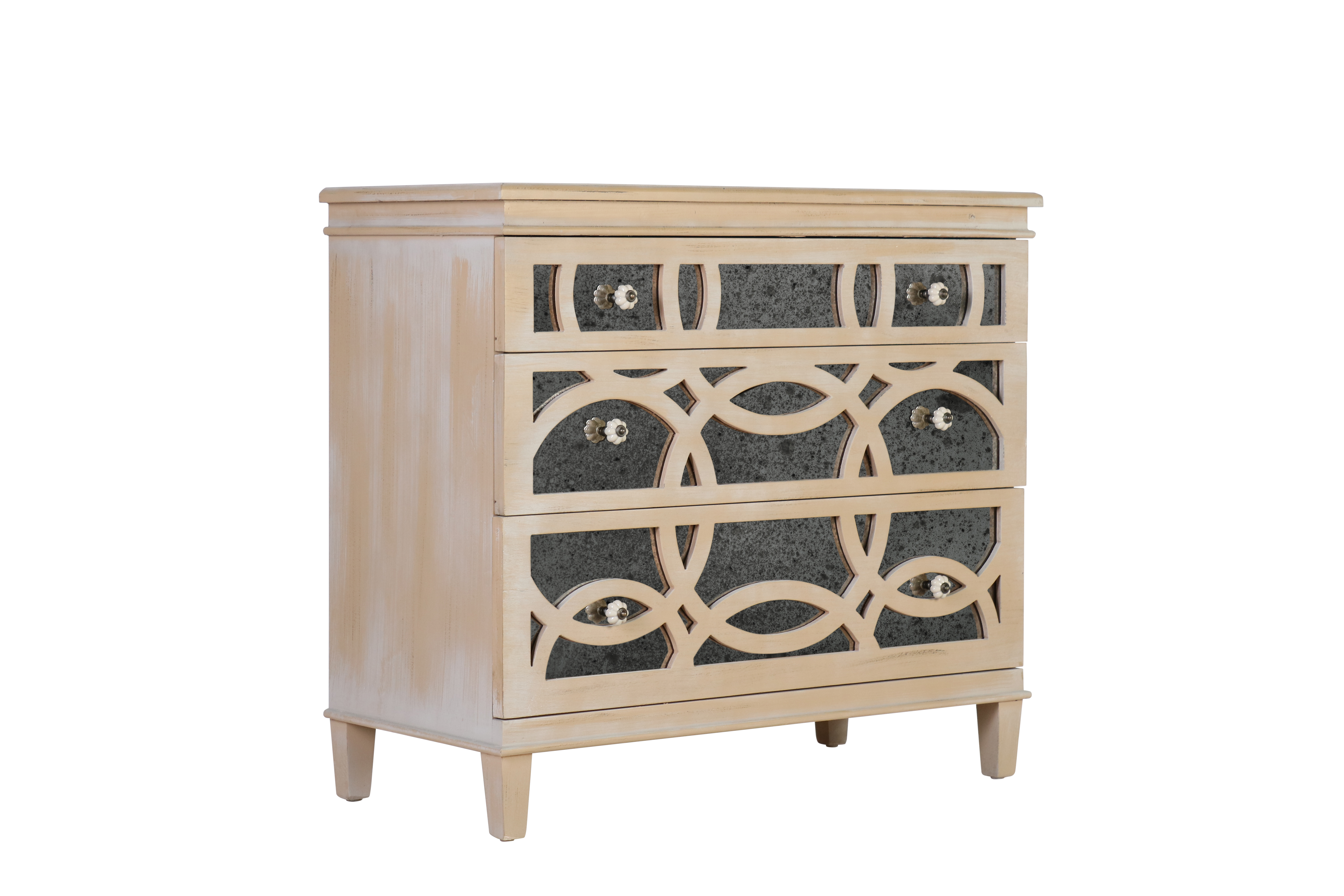 Block & Chisel wooden chest of drawers with antique mirror detail Château Collection