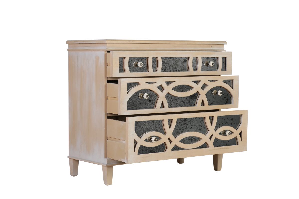 Block & Chisel wooden chest of drawers with antique mirror detail Château Collection