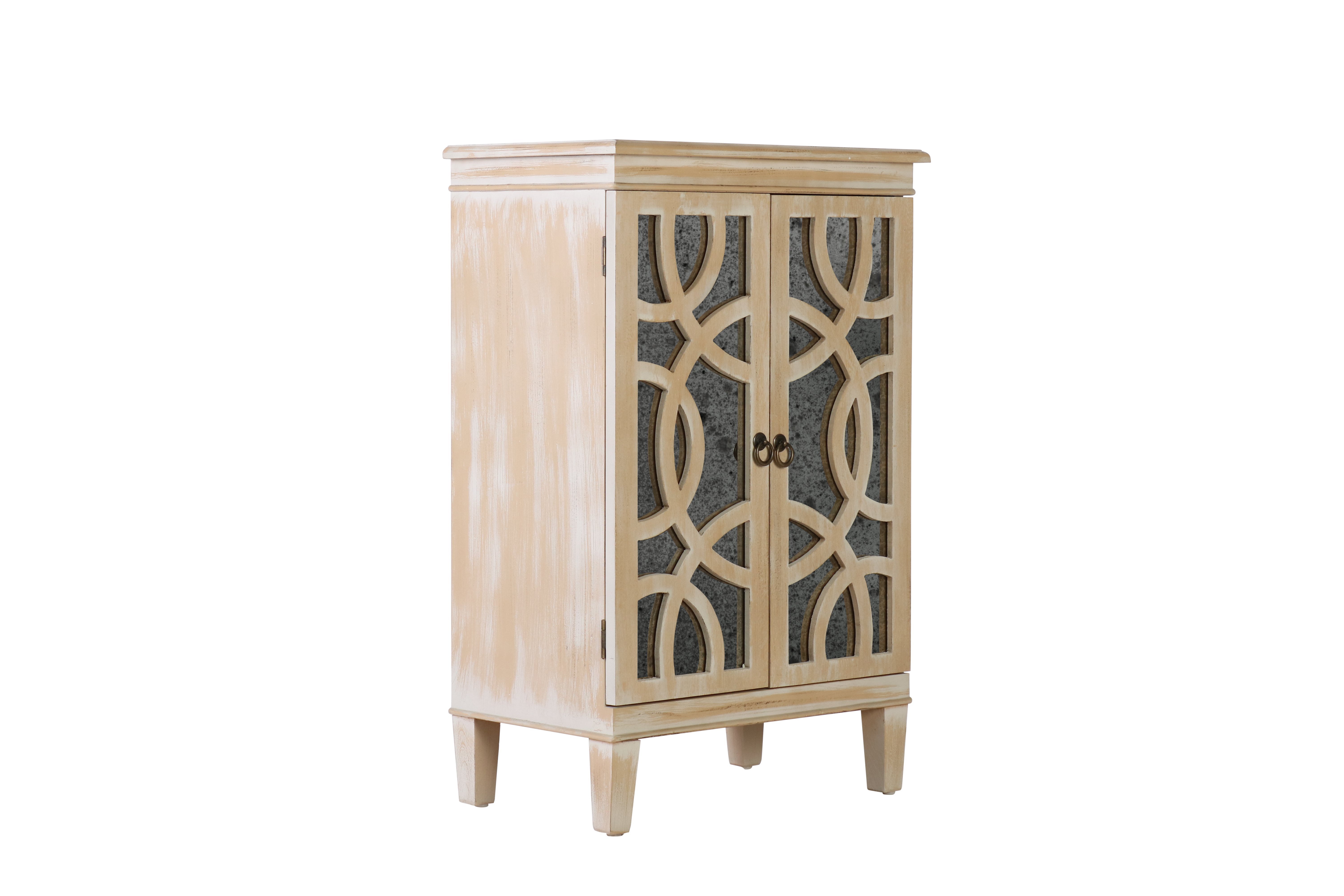Block & Chisel wooden bedside table with antique mirror detail Château Collection