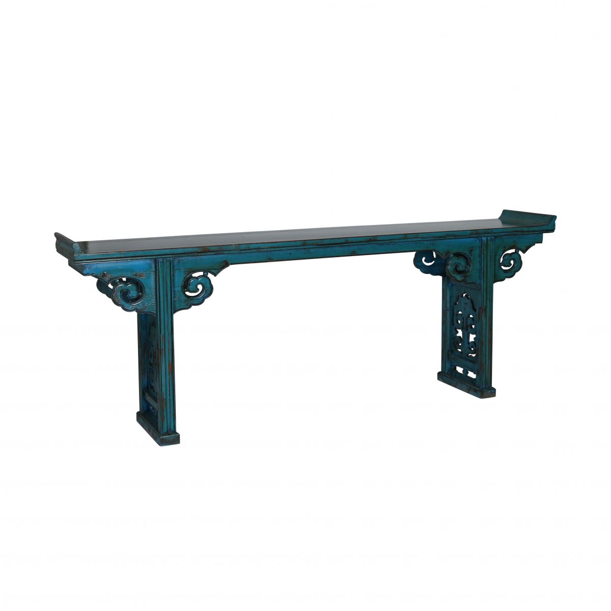 Block & Chisel decorative blue distressed asian console