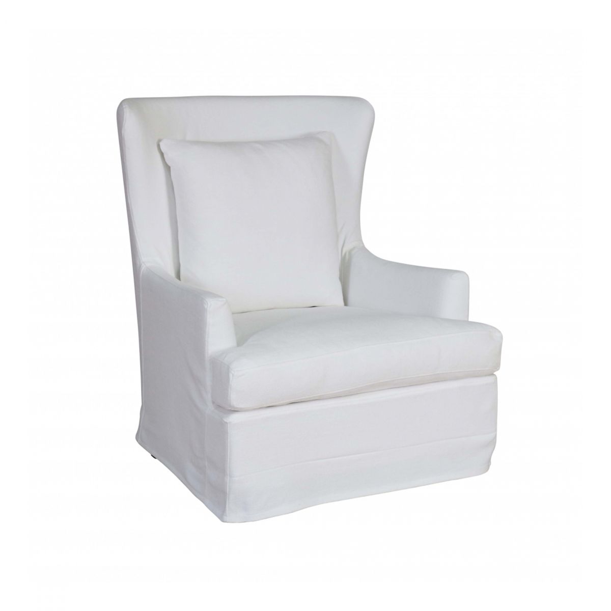 Slipcover wingback armchair in white linen Château collection