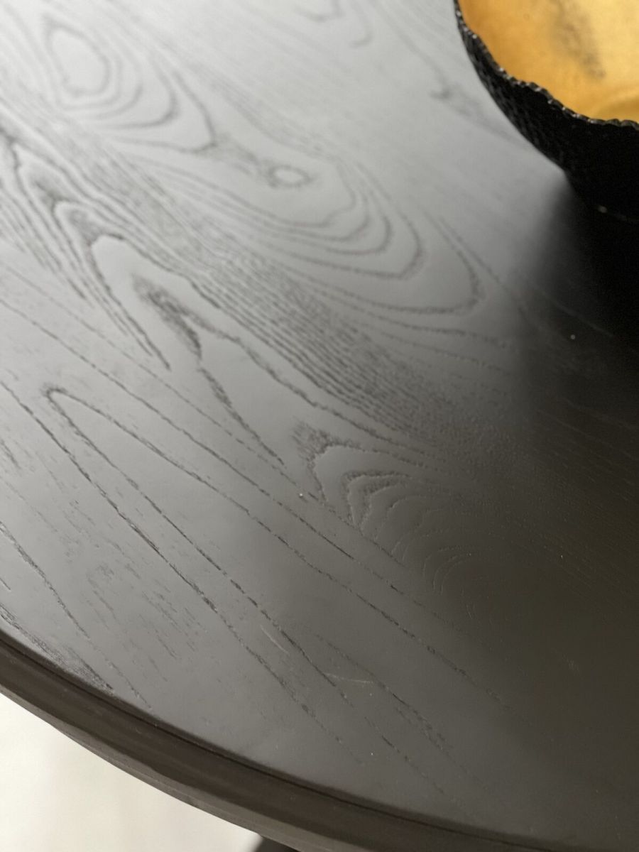 dark wood round dining table with decorative base Château Collection 