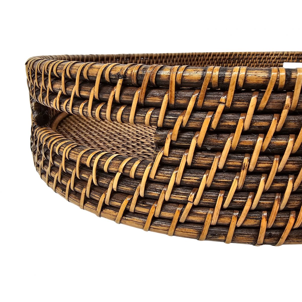 Natural oval rattan tray