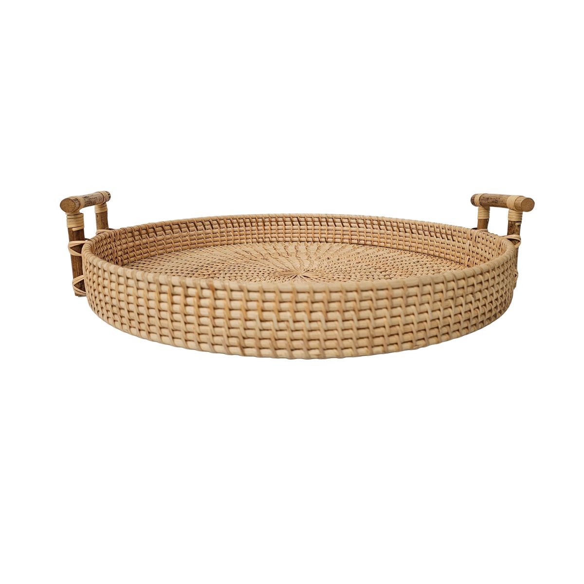 Natural wicker tray with handles