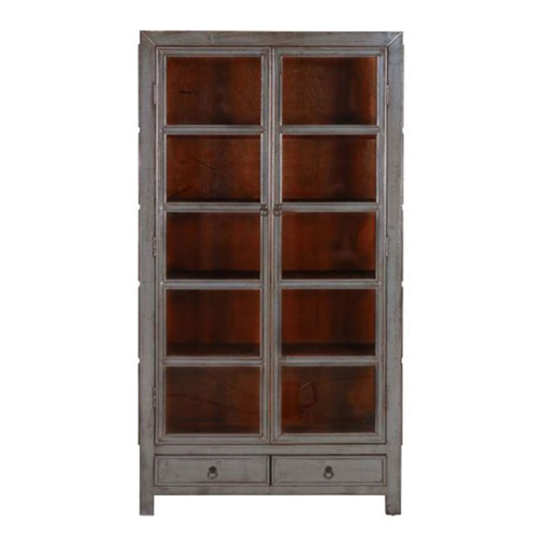 grey lacquered chinese display cabinet