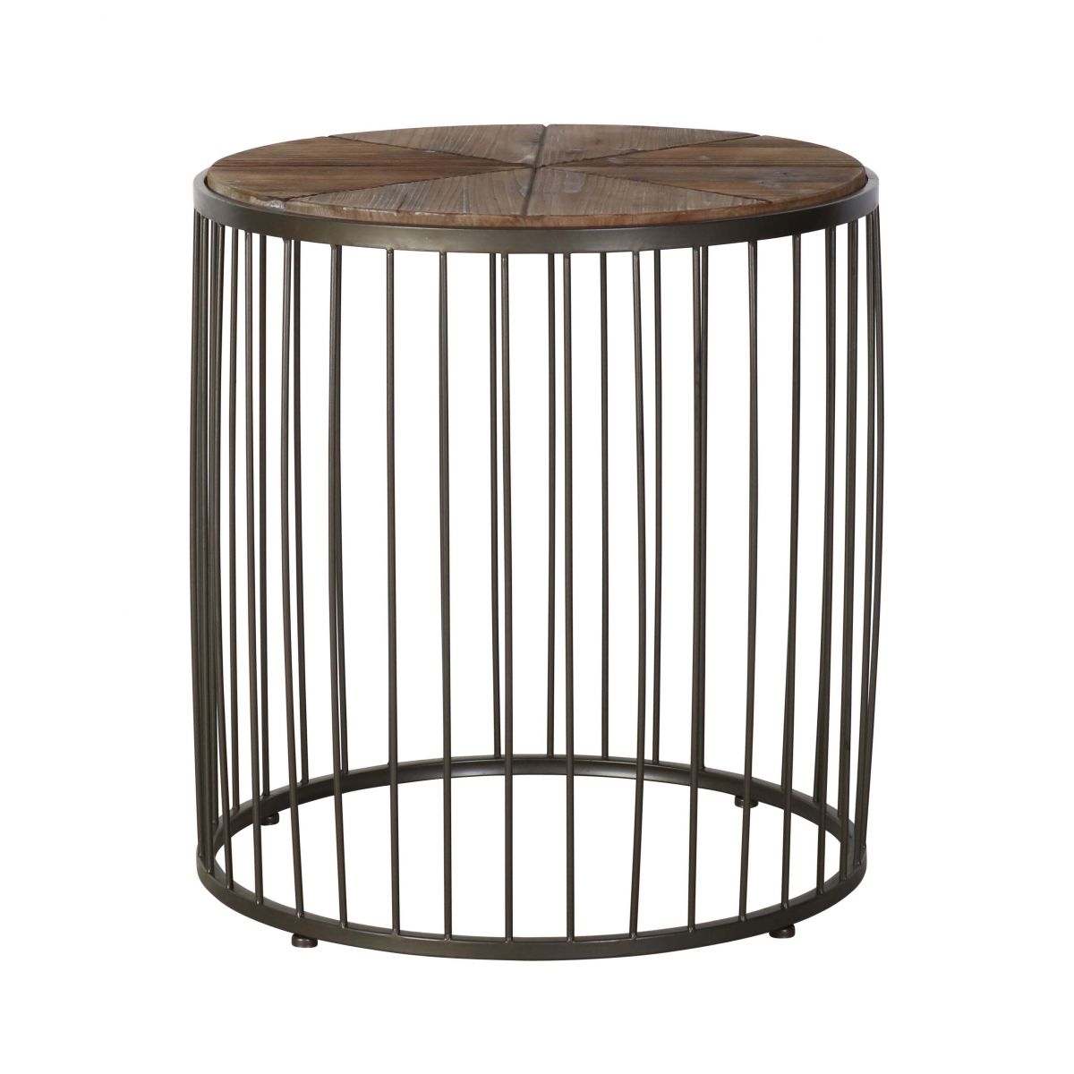 metal and wood round side table 