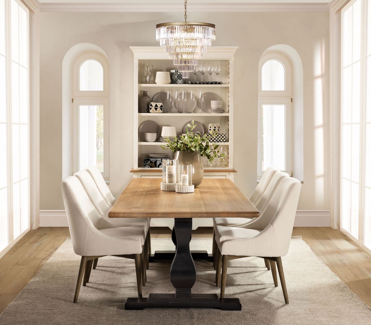 Block & Chisel rectangular dining table with vintage oak top and matt black base