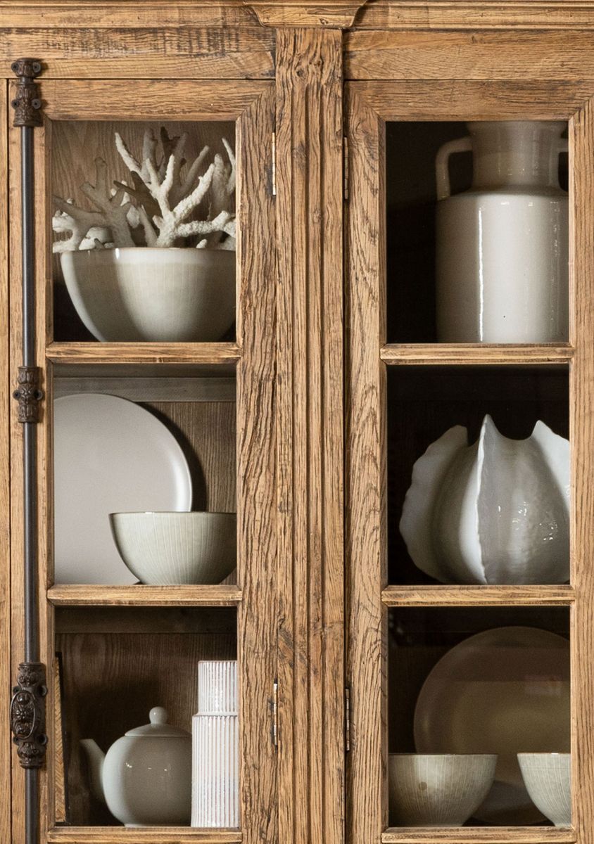 Block & Chisel recycled pine bookcase with glass doors