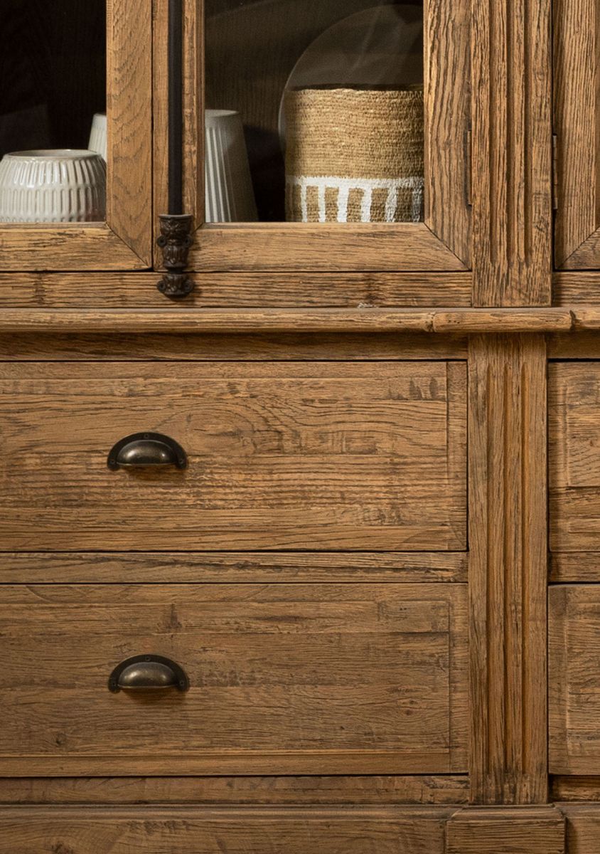 Block & Chisel recycled pine bookcase with glass doors