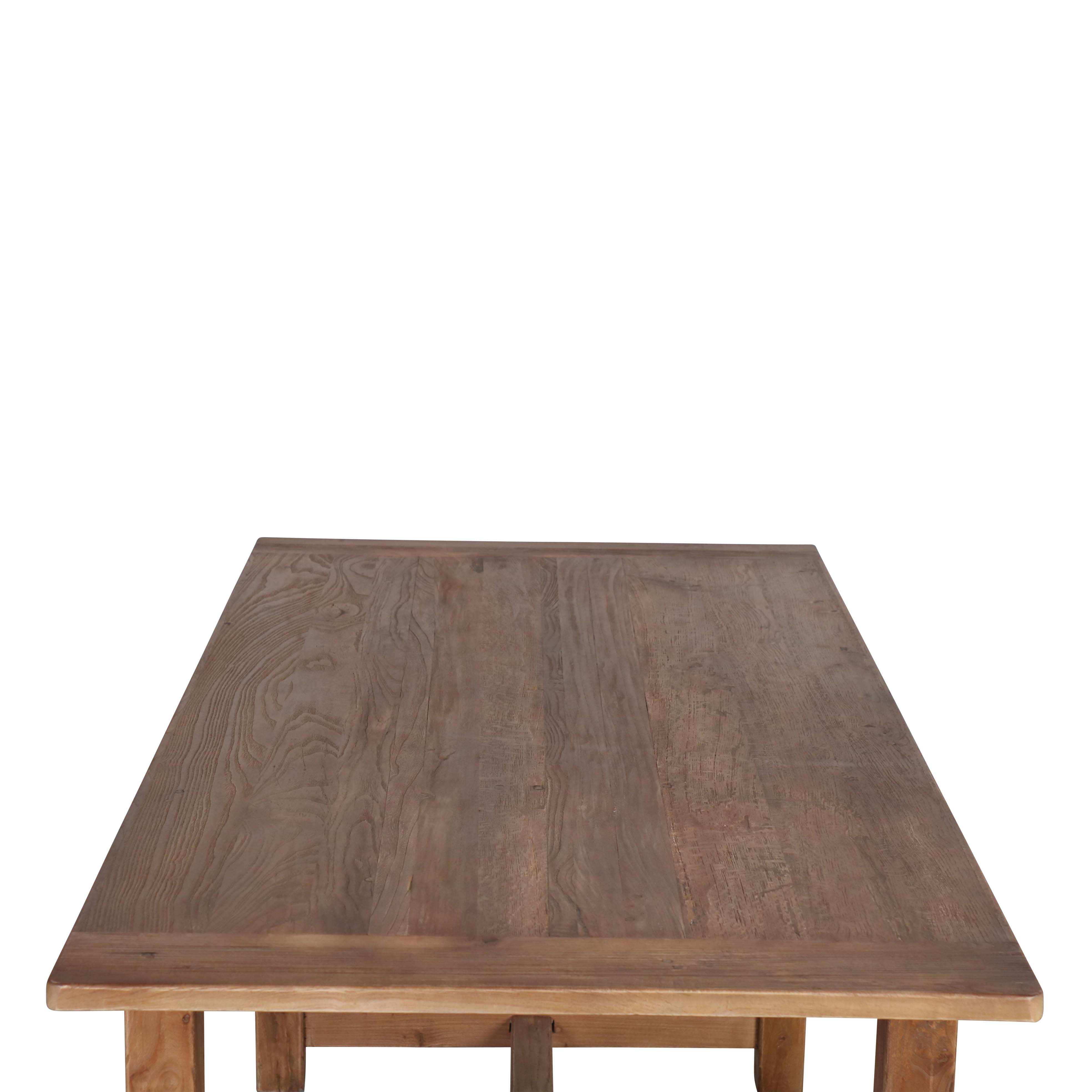 Block and chisel reclaimed elm dining table 