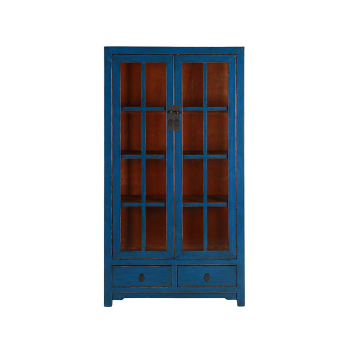 Blue lacquered display cabinet 