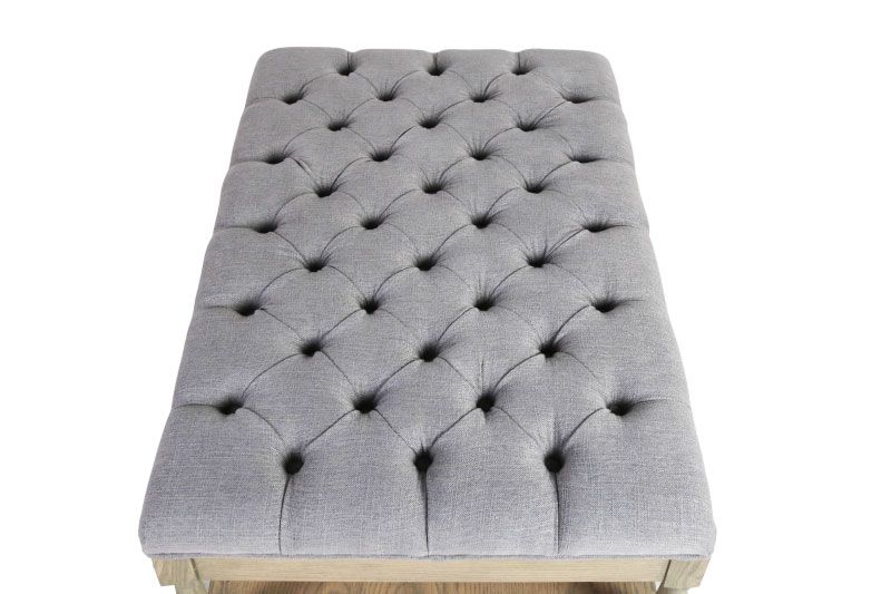 grey deep buttoned ottoman with wooden base Château Collection 