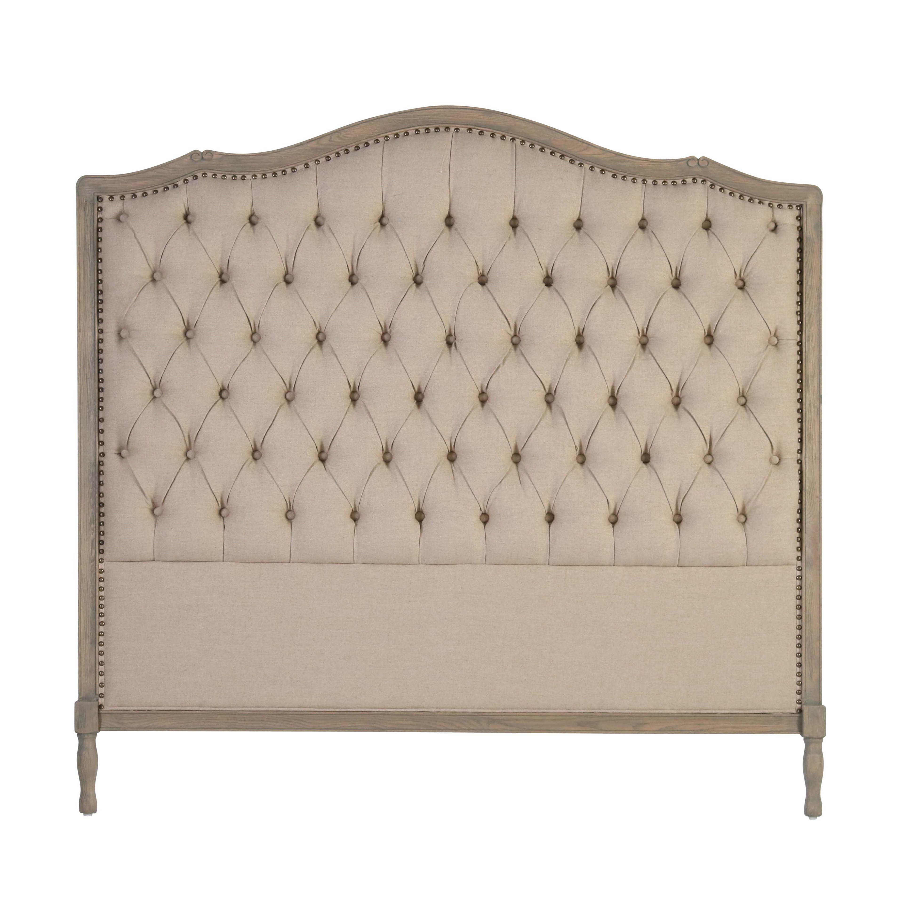 Block & Chisel linen upholstered button tufted headboard with wooden frame Château Collection 