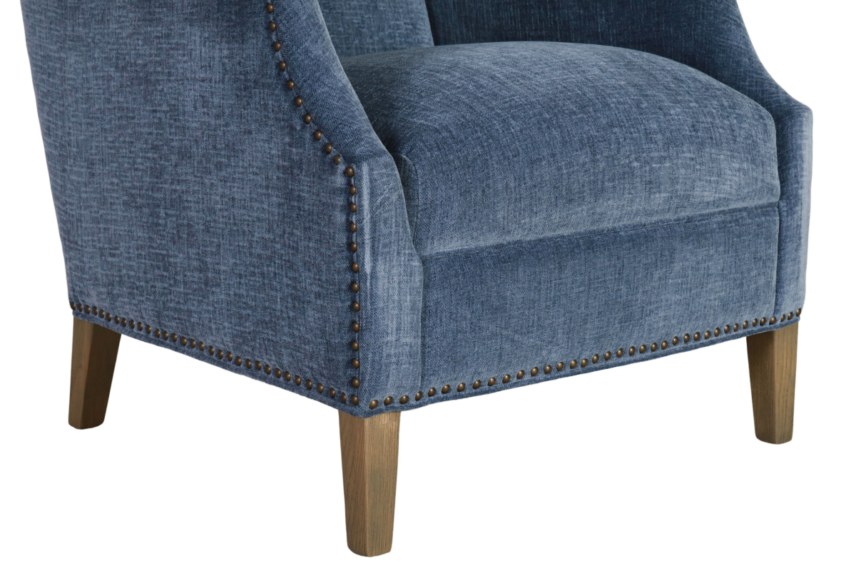 Blue upholstered armchair with stud detail Château Collection