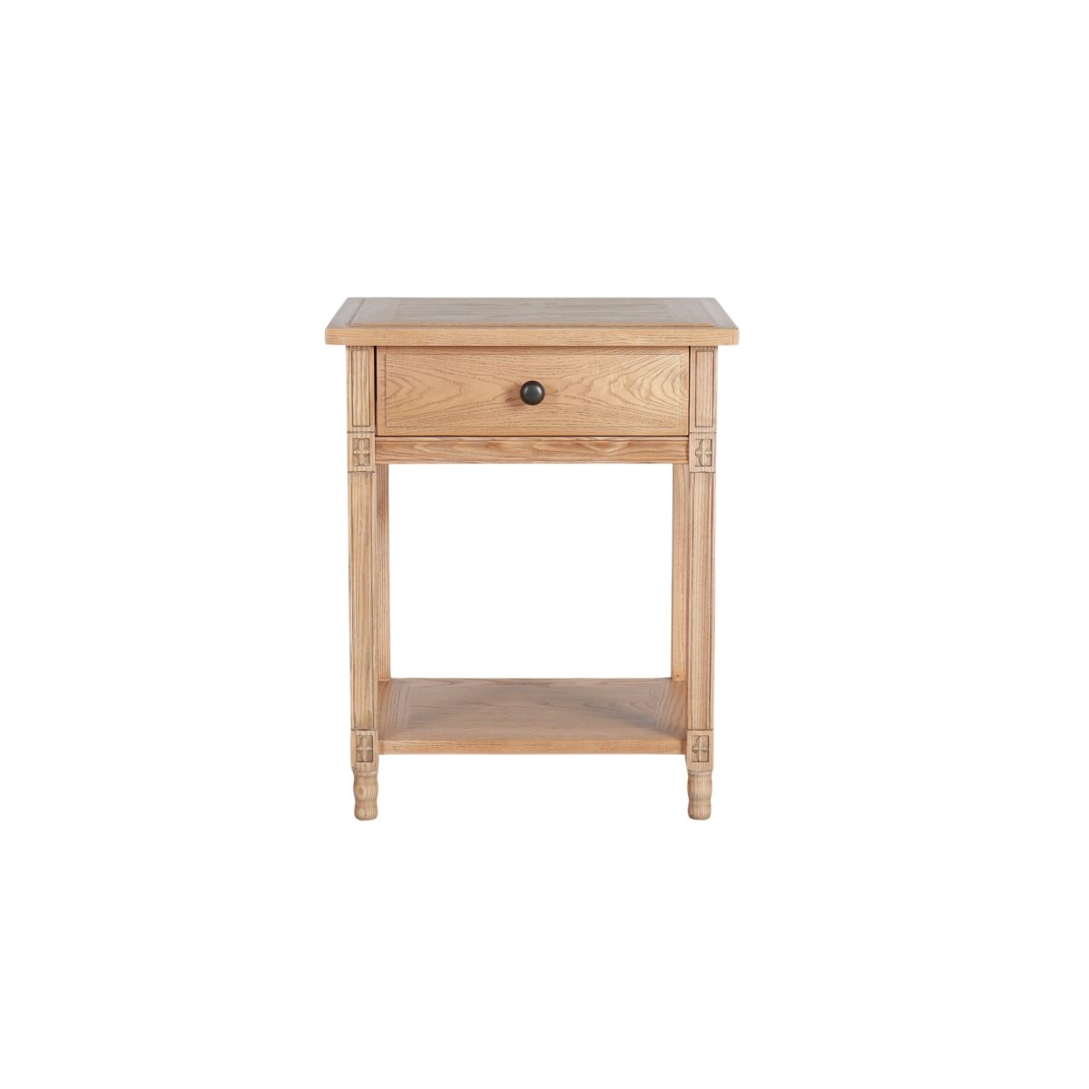 Ashwood bedside table with one drawer and shelf 