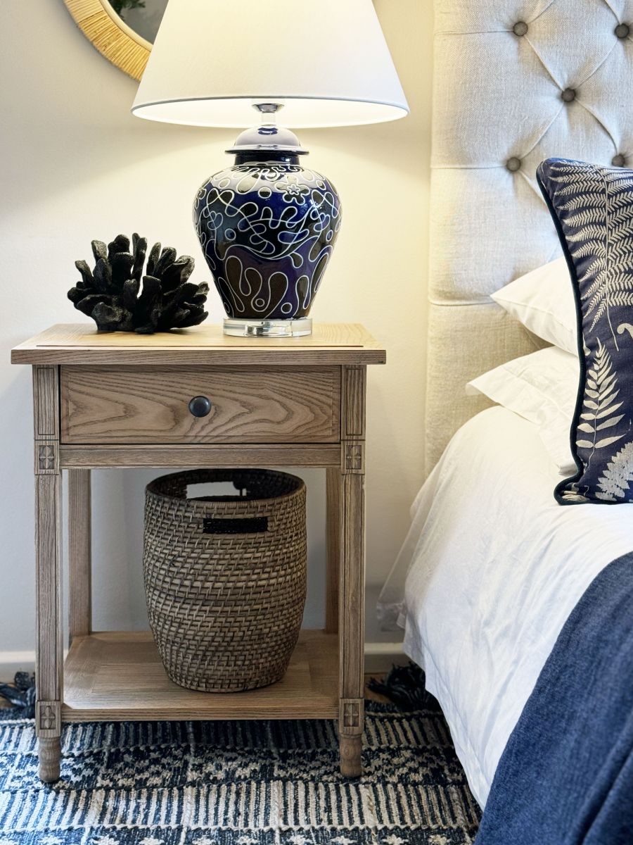 Ashwood bedside table with one drawer and shelf 
